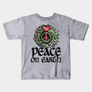 Peace on Earth Love Wreath Kids T-Shirt